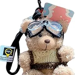 bdelrinque Plush Keychain, Bag Charms for Handbags, Cute Keychain, Brown Bear Keychains with Sweater Design, 10cm Plush Toy with 13cm Strap-picture-56