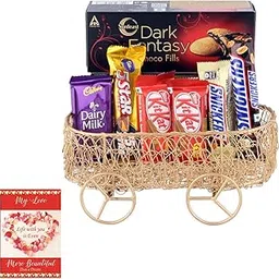 SFU E Com Chocolate Hamper & Handcrafted Metal Cart | Valentine Chocolate With Love Greeting Card | Valentine Chocolate Hamper | 668-picture-31