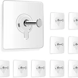 BKQPTL 10 PCS Photo Frame Hooks for Wall Without Drilling, Self Adhesive Hooks for Wall Heavy Duty Strong Nail Free for Hanging Photo Frame (Hanging Hook, Transparent) Stainless Steel-picture-20