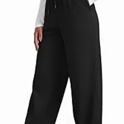 Women's Wide Leg Sweatpants, Casual Loose Fit Athletic Lounge Pants, Grey Cotton Blend, Winter Wear with Drawstring WaistTrousersLoose Baggy Lower for Women-picture-11