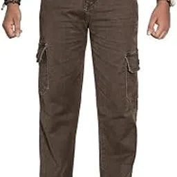 Men's Straight Fit Cargo Pants with Multi Pockets | Comfortable Cotton Trousers | Durable Stitching | Versatile Bottom Wear for Work and Travel-image-1