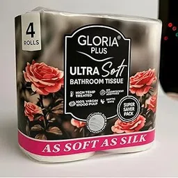 Gloria Plus Toilet roll 4ply 4Rolls Ultra Soft Bathroom Tissue, 4 Rolls, Premium Virgin Wood Pulp, High Temperature Treated, Septic Safe, Super Saver Pack-image-44