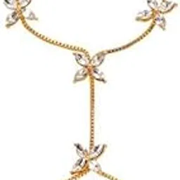 glamshell Flower Oval Solitaire Gold Grey Anti Tarnish Box Chain Bracelet Joint Ring For Women-picture-12
