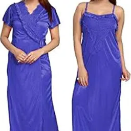 Women's Satin Plain/Solid Nightwear Set Pack of 2-image-56