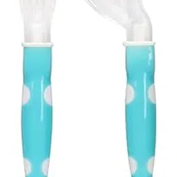 1st Step BPA Free Baby Angular Self Feeding Spoons Set with Silicone Tip (Blue) image 1