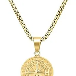 Men The North Star Pendant (Gold) | Men Fashion Jewelry | Men Pendant | Travel Lover | Beach Jewelry | Anti Tarnish | Stainless Steel | Silver Jewelry | Gift for Men | Compass Pendant |-image-52
