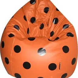 Zolo Printed XXL Bean Bag Cover Only - Without Filling - Spotty (Orange)-picture-26