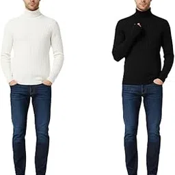 Unisex Black & White Turtleneck Sweater Combo – Pack of 2 | Ribbed Cotton Blend High Neck Long Sleeve Knit Pullover Tops for Men & Women | Soft Casual Wear-picture-25