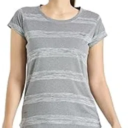 Women's activewear stripe t-shirt| Instadry® | Polyester | Quick Drying | Breathable Fabric |Gym Tees | Workout Tops | Sports | Fitness |Slim Fit| Athleisure | Half Sleeve T-shirt | Lightweight-image-17
