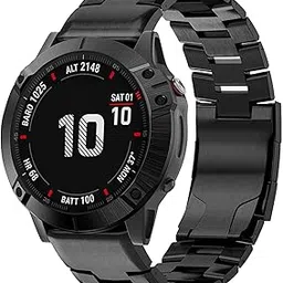 Abanen for Fenix 6X / Fenix 5X / Fenix 7X / Enduro Titanium Watch Bands, Quick Release Fit 26mm Titanium Wristband Strap with Stainless Steel Buckle for Garmin Fenix 5X Plus,Tactix Delta,Black-image-46