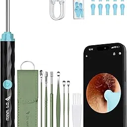 Dr Vaku® Earocam Earwax Removal Tool with Extra Cleaning Kit (Set of 7) HD Camera Wifi Connection & 6 LED Lights Endoscope Tool Ear Cleaner + 11 Silicone Tips Free & Storage Case-Black/Green-image-18