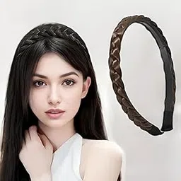 krsna creation Braided Hair Headband for Women & Girls | Synthetic Plaited Hairband with Teeth | Stylish Hoop Hairpiece Accessory – 1 Pc Brown-picture-19