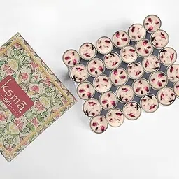 ksma Gulkand Tea-Light Candles Rose Leaf (Rose Scented) (Set of 30) Burn 3hr | Perfect for | Christmas | Diwali | Home | New Year | Valentine's Day-picture-50