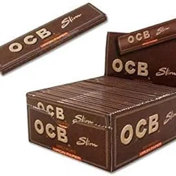 OCB Virgin Unbleached King Size Slim Rolling Papers Cigarette Papers Smoking Papers FULL BOX(Brown) - Pack of 50-picture-13