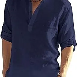 zartha Men's Cotton Blend Casual Kurta Shirt, Regular fit Full Sleeve Short Straight Kurta Shirt for Men-picture-22