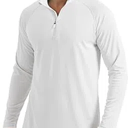 magcomsen Men's Long Sleeve Sun Shirts UPF 50+ Tees 1/4 Zip Up Fishing Running Rash Guard T-Shirts Outdoor Shirt, White, Medium-picture-28