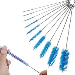 10-Piece Durable Bottle Cleaner Brush, Straw Cleaner Brush Set, Reusable Cleaning Tools with Stainless Steel Wire + Nylon Bristles Ideal for Water Bottles, Glasses, Straws, Tumblers（Blue）-picture-17
