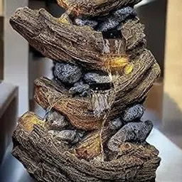 generic SEPBORN Decorative Cascading Rock Water Fountain, 96 cm Height with LED Lights Water Pump-picture-23