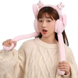 f fashiol.com Fashiol Winter Wear Earmuffs Soft Faux Fur Plush Cute Headphones Ear Warmer Earcover Windproof Woolen Warm Ear Muff for Kids to Adults (Free Size, Multicolor)-picture-49
