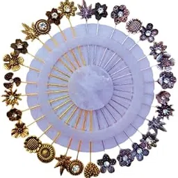 ROZZ Dessigns Cute Metal/silver and golden Hijab Scarf Pin/Needle/Brooch(pack of 30)-picture-21
