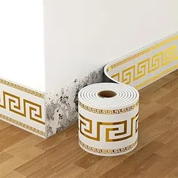 HASTHIP® 16.4ft Self -Adhesive Skirting Line Stickers, 10cm Wide Thicken Waterproof PVC Golden Greek Key Pattern Skirting Line Stickers, Decorative Waistline Wall Corner Protector Trim-picture-20