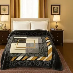 Nivasam Brezza Regal Warmth: Luxuriously Super Soft King Size Mink Blanket Imported Korean Style with The Coziness of Fur (4.6kg) (Golden Grid Luxe)-picture-61