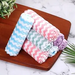 JENNY DENIAL 100% Cotton 25 x 25 Cm Microfiber face Towel Unisex Soft and Super absorvent Printed Multicolor Combo Face Towel Set Pack of 6pc-image-1