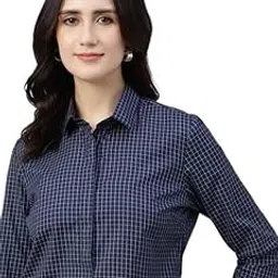 english navy Women Checked Wrinkle Ressistant Regular Fit Formal Shirt-picture-40