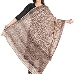 amazon brand - anarva Women's Hand Block Printed Cotton Kalamkari Dupatta (Beige-2.5 Meters)-picture-34