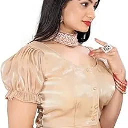 mondal fashion house Women's Silk Puff Sleeve Readymade Blouse for Saree and Lehenga - Exquisite Craftsmanship for Weddings and Celebrations Free Size-picture-37