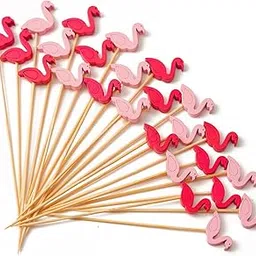 DNY Cocktail Picks 4.7" Flamingo Decor – 100ct Handmade Bamboo Toothpicks for Appetizers, Drinks, Fruit, Party Garnish – Skewers for Cocktails, Hors d'oeuvres, Charcuterie (50)-picture-20