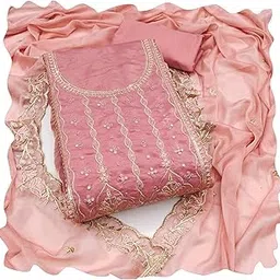 manvaa Women'S Baby Pink Unstitched Embroiderd Viscose Fendy Sattin Dress Material (MSMFC11548D)-picture-15