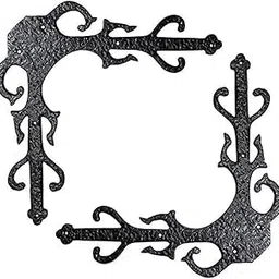 Adonai Hardware 375mm Gozan Decorative Antique Iron Dummy Corner Door Strap/L-Bracket (Supplied as 2 Pieces per Pack) - Black Powder Coated-image-15