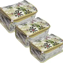 atorakushon Fabric Cosmetic Organizer Jewellery Makeup Kit Toiletry Folder Bag (Multicolour) Set of 3-picture-16