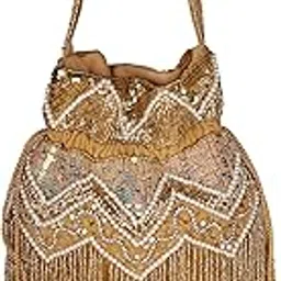 gifting affair Radiant Beaded Potli Bag with Pearl Tassels and Zigzag Sequin Embroidery-picture-34
