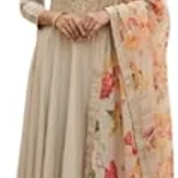 Silk A-Line Maxi Dress with Zari Embroidery, Sequins and Dupatta-picture-42