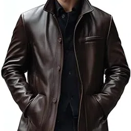 Classic Edge Elite Vintage Style Chocolate Brown Leather Coat for Men | Men's Leather Coats, Chocolate Brown Lambskin Coats, Regular Fit, Three Pockets-image-6