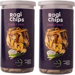 GREENLAND Protein Chips (Pack of 2, 135g Each) Healthy Snacks | Gluten Free | Rich in Protein | Zero Trans Fat | Flavor: Cream & Onion Ragi-picture-19
