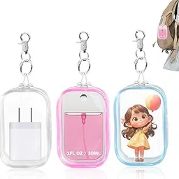 xcoshay Hand Sanitizer Spray Clear Case for touchland 1FL OZ/30ml, 3 Pack Blind Box Keychain, Figures Display Bag, Zippered Pouch, Mini Makeup Bag, with Keychain Snap Hook (Pink & Blue & Clear)-picture-29
