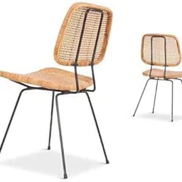 Modern Rattan Cane Chair | Handmade Natural Wicker Seat with Iron Frame | Eco-Friendly Boho Dining & Lounge Chair for Home, Office, Cafe-picture-10