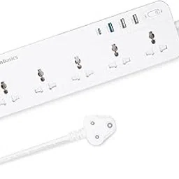 Amazon Basics Extension Board with 5 Sockets and 4 USB Ports | Power Strip with 20W Type C Port and 18W USB QC 3.0 Ports | Supports Upto 1500W / 6A | 2 m Cord Length-picture-16