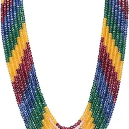 Seven Layer Multi-Colour Real Ruby Emerald Sapphire Onyx Stone Beads Necklace for Women and Girls RV2223-7-image-22