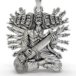 925 Sterling Silver Dashanan Ravana Pendant Hindu Mythological Warrior Jewelry for Men-image-43