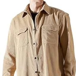 thomas scott Men's Premium Spread Collar Double Pocket Corduroy Oversized Shackets-picture-37