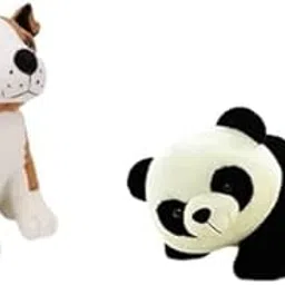 Future Shop Combo of 2 - Bull Dog or Panda Teddy Bear Set for Kids Gift, Animal Stuffed Toys, Birthday Gift/Kids image 1