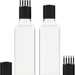Empty Refillable Hair Oil Applicator Bottle with Comb Tip and FLIP CAPS – Leakproof & Transparent Dispenser for Oil, Shampoo, Ideal for Scalp Massage, Root Care & Hair Nourishment(Pack of 2)-picture-24