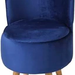 Basket Villa Ottoman Pouffes Sitting Mudda Puffy Wooden Leg Stool For Living Room Dressing Table Pouf Round Footstool For Home Decor, Holland Velvet,Chair, 16X16X28.5 Inch, Blue-image-57
