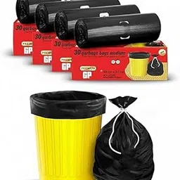 Premium Garbage Bags Medium Size 19X21 Inches-120 Bags (Pack of 4 Rolls with 30 Bags Each) for Dustbin Bag/Trash Bag (Black) - Perforated Box for Easy Dispensing.-image-1