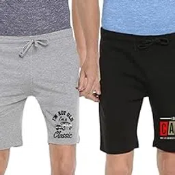 ads clothing Men's Grey & Black Cotton Blend Casual Shorts I Don't Care & Not Old Statement-picture-51