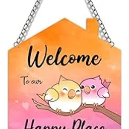 GIFTMEBAZAR Personalized Welcome To My Happy Place Wall Hanging | Customized With Name | Wooden Wall Hanging Decor | Home Decor Items | Office & Living Room-picture-22